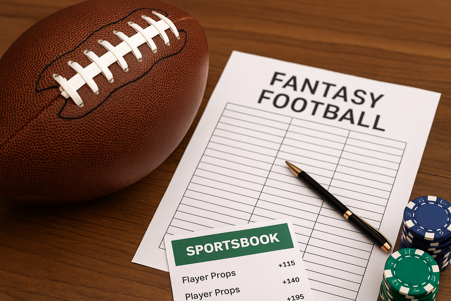 prop betting vs fantasy football line comparison chart NFL 2025