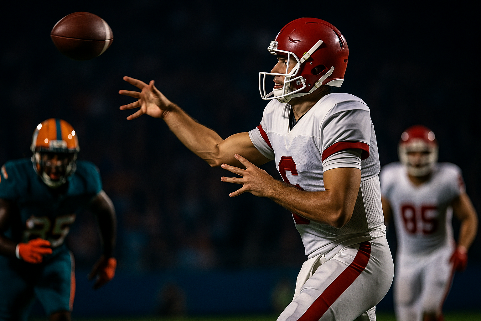 NFL quarterback throwing late in a comeback game — perfect setup for NFL comeback prop bets.